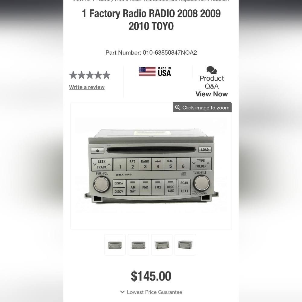 Toyota Factory Radio with CD Changer